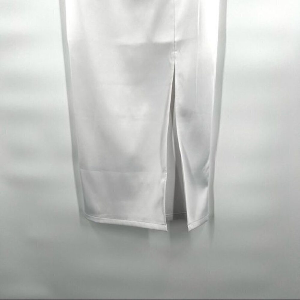 white strapless sheath dress pleated bodice M - Picture 11 of 14